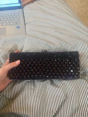 Edie Parker Purple Jeweled Velvet Clutch